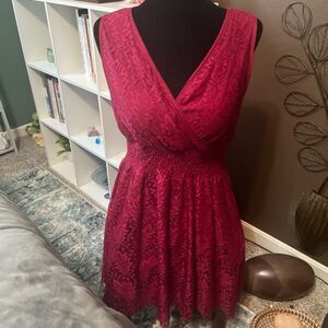 Dark Pink Burgundy Lace Whimsygoth Fairy Sleeveless Dress